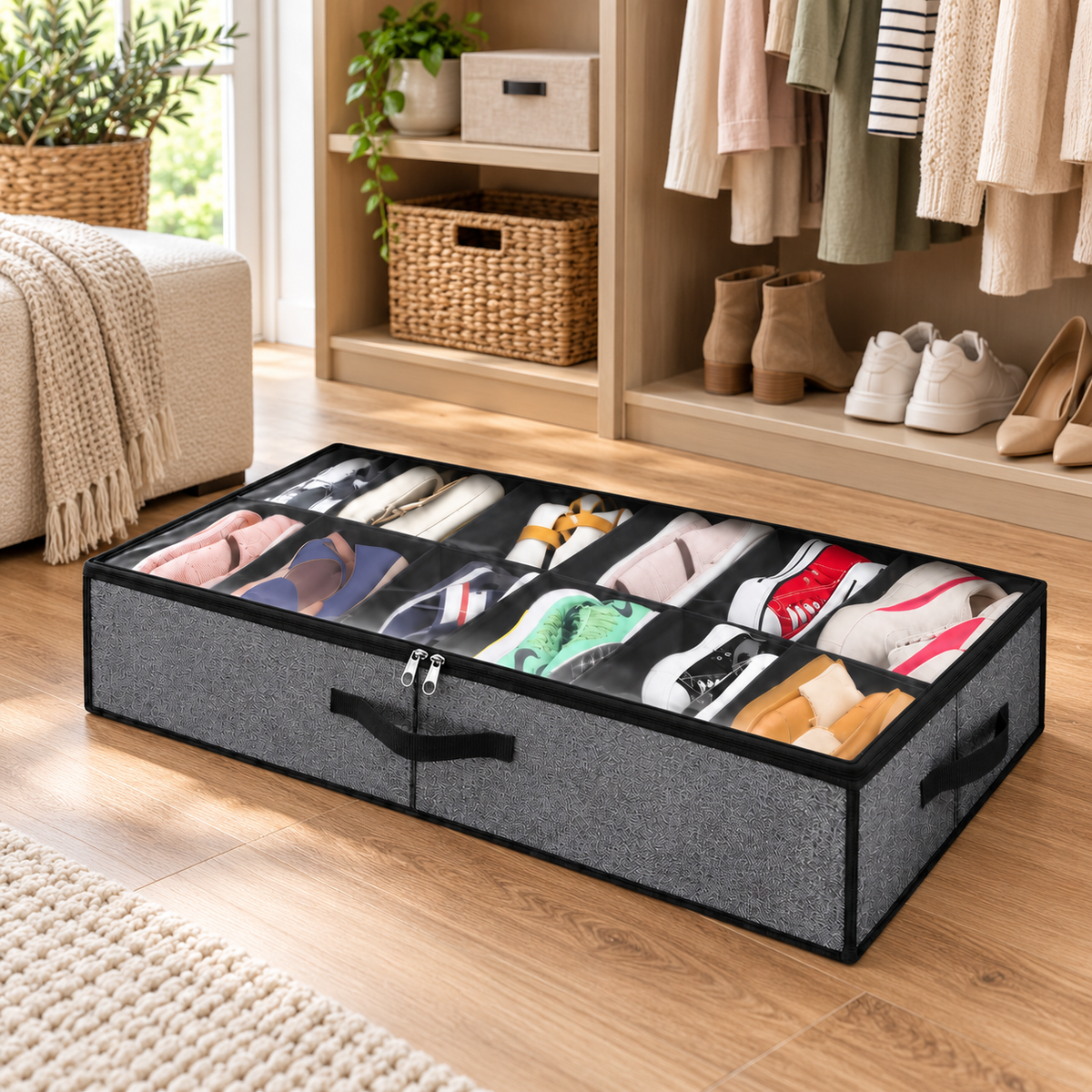 Foldable Under-Bed Shoe Storage Box