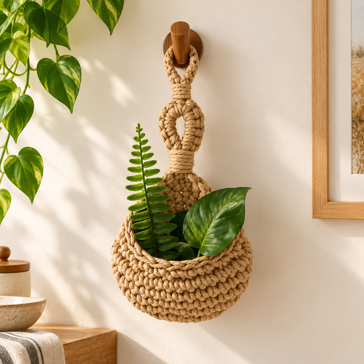 Woven Teardrop Hanging Basket