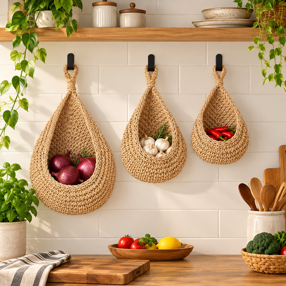 Woven Teardrop Hanging Basket