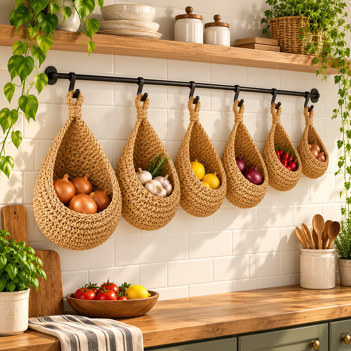 Woven Teardrop Hanging Basket