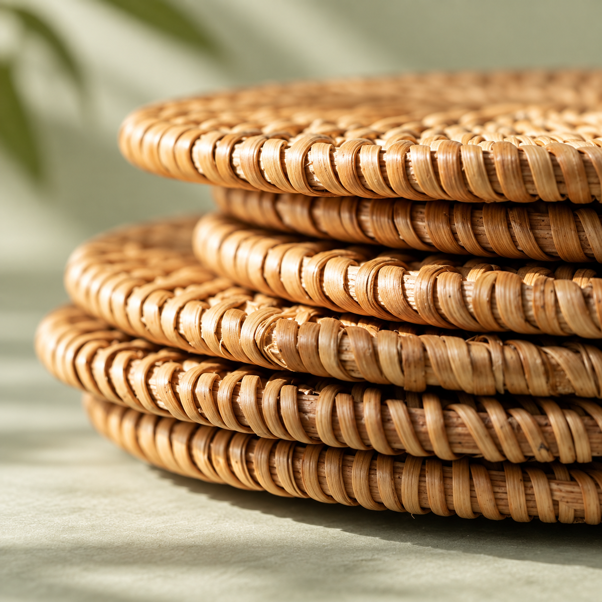 Woven Rattan Coaster Set