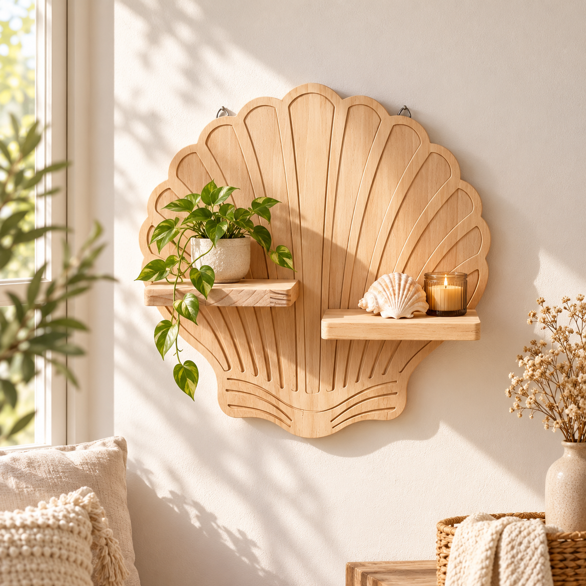 Spiral Wood Floating Shelf