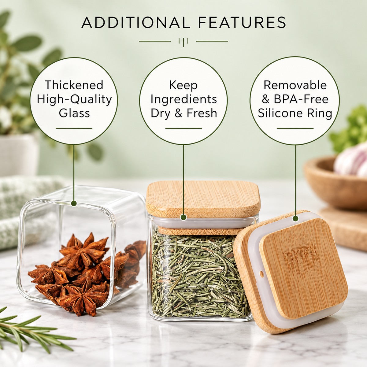 5oz Glass Spice Jar Set with Bamboo Lids