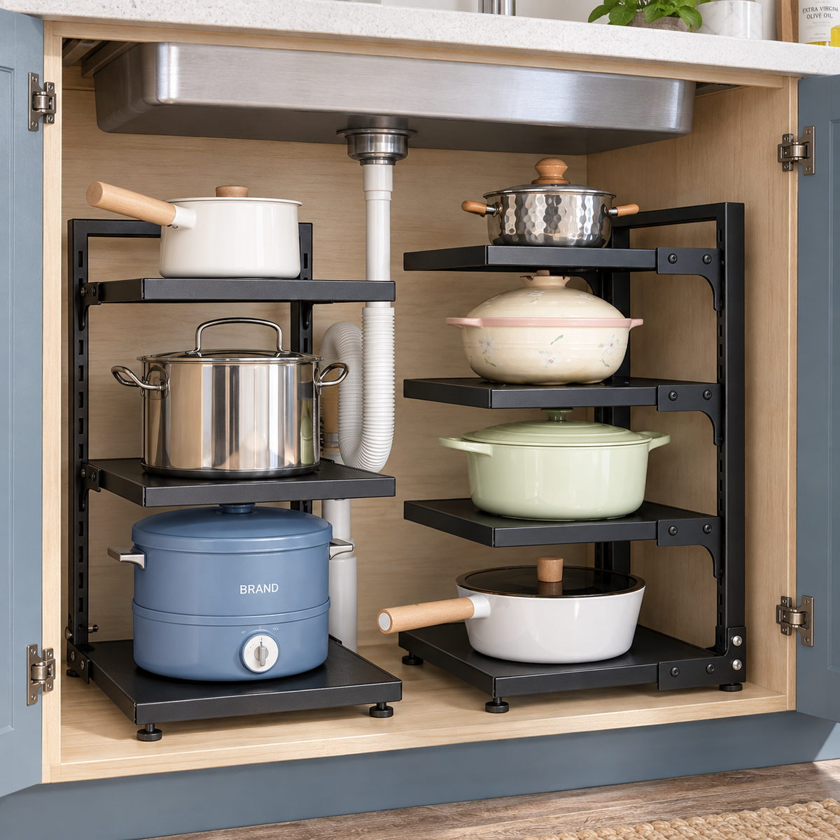 Multi-Tier Kitchen Pot & Pan Organizer