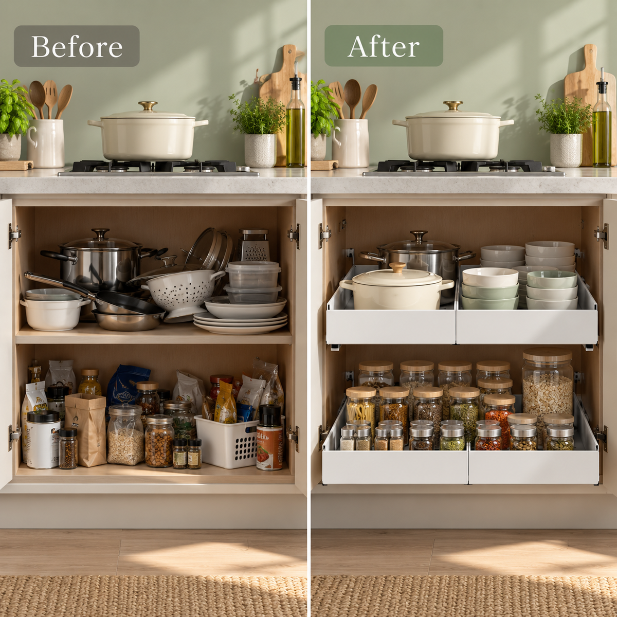Sliding Kitchen Cabinet Organizer
