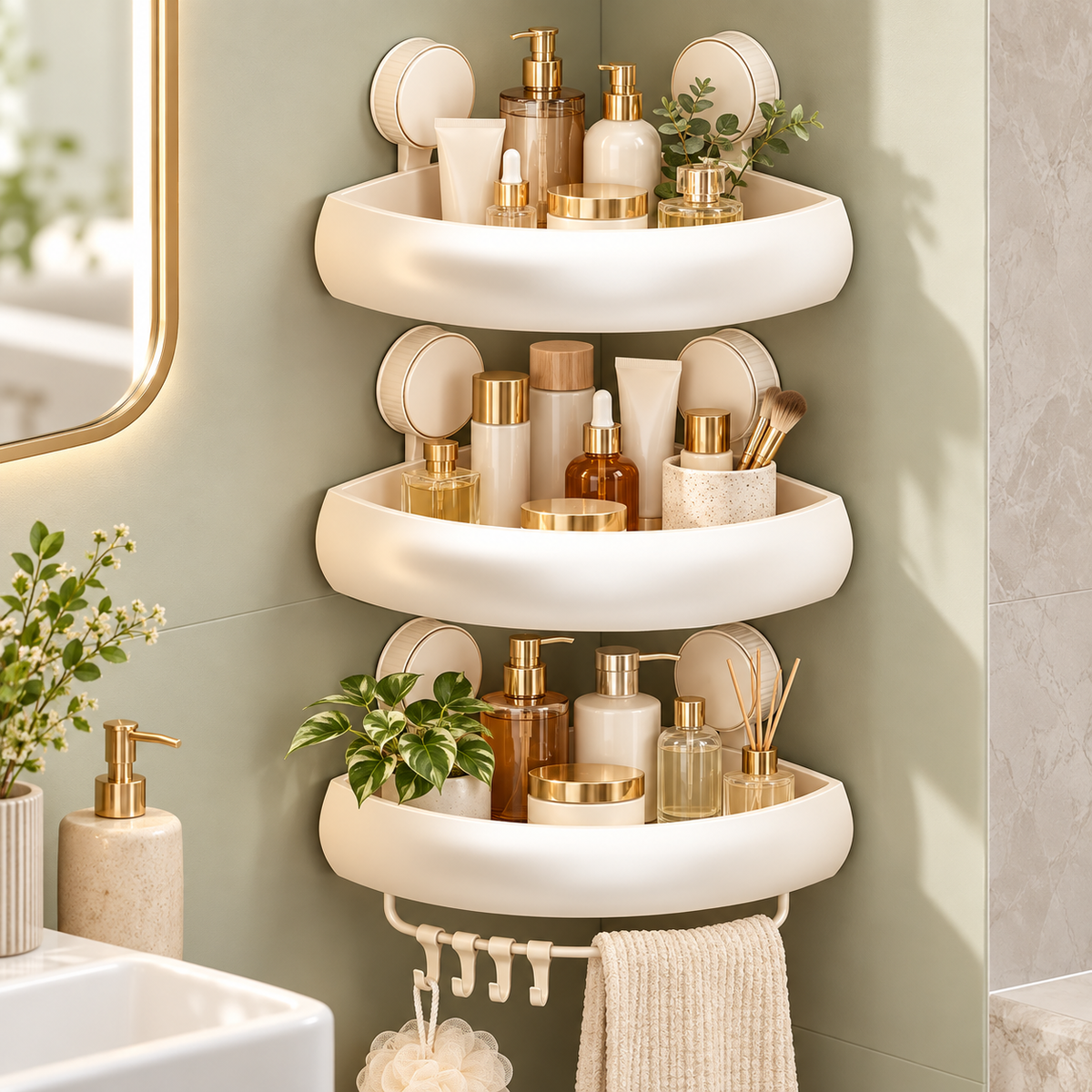 No-Drill Bathroom Wall Organizer