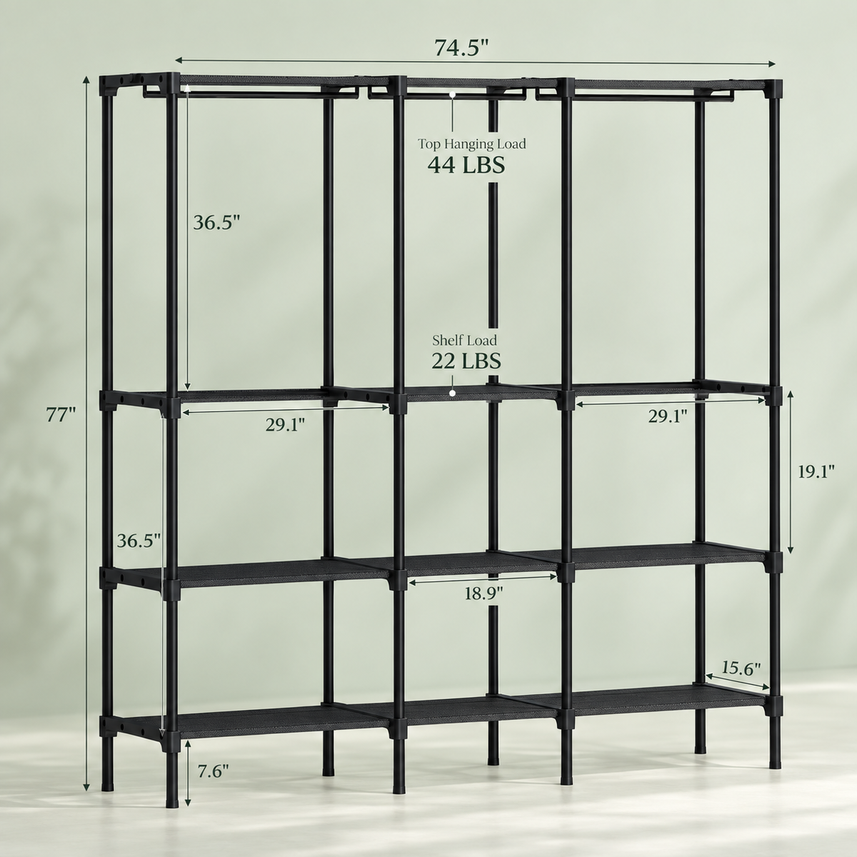 Portable 3-Row Wardrobe Closet