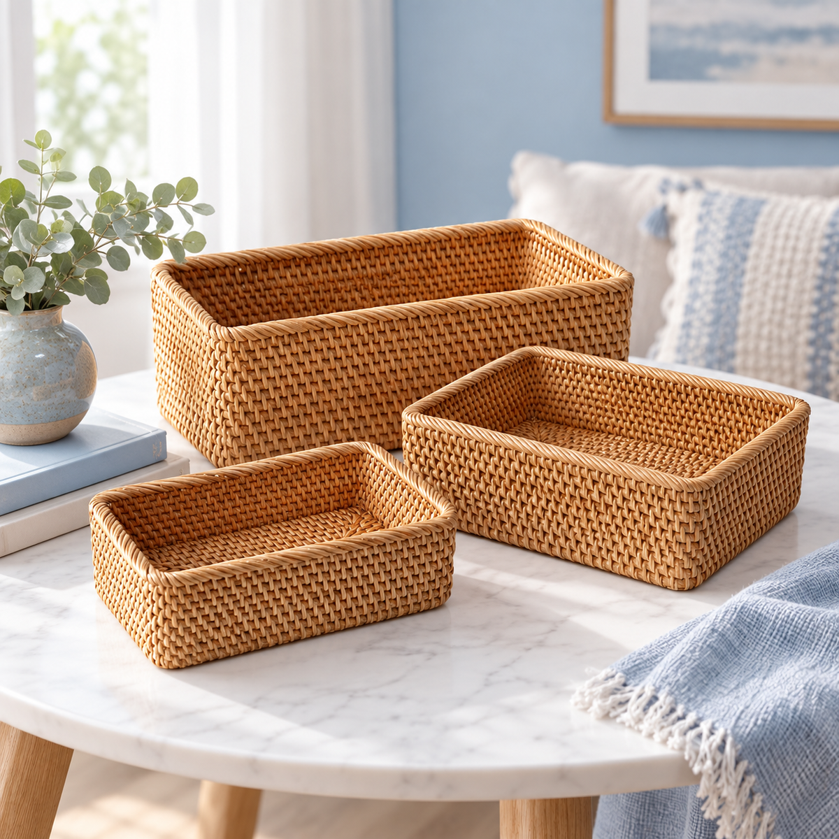 Rectangular Rattan Storage Basket