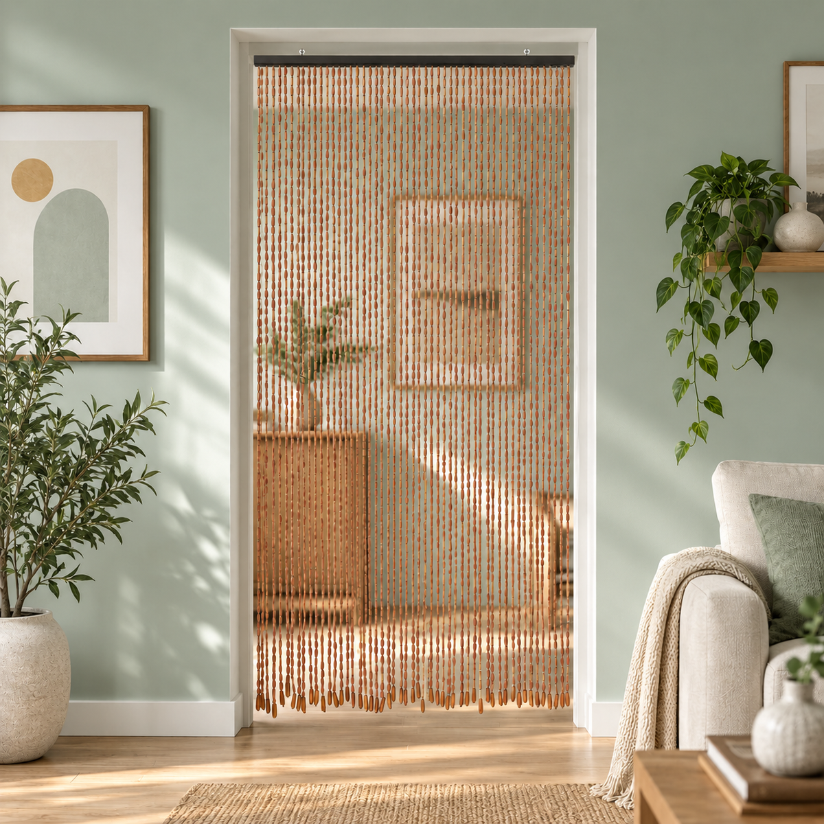 Bamboo Beaded Door Curtain