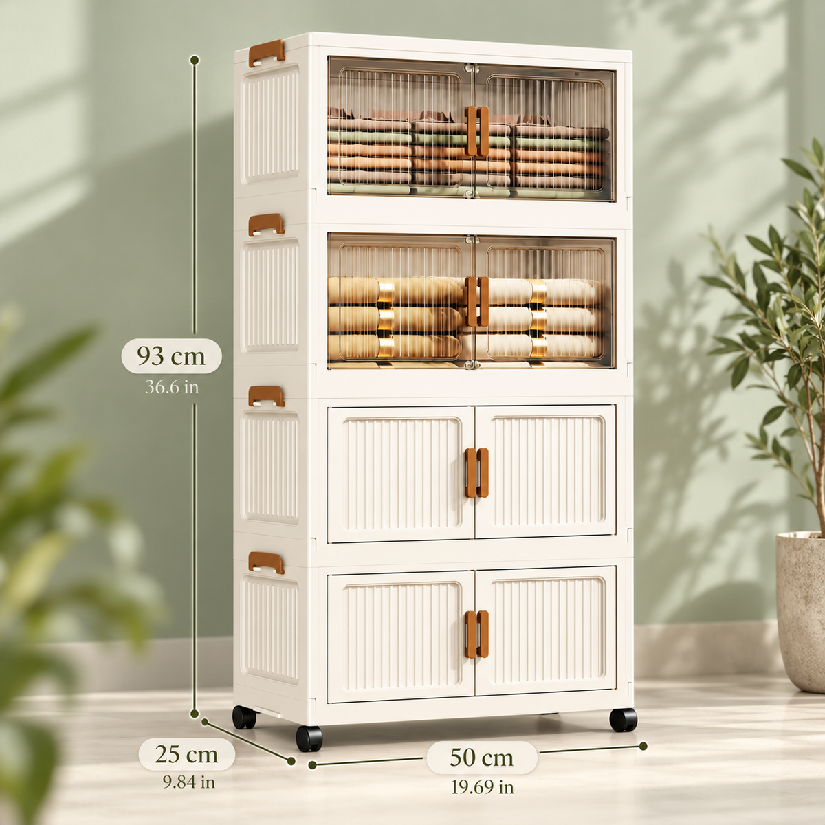 Foldable Rolling Clothes Storage Cabinet