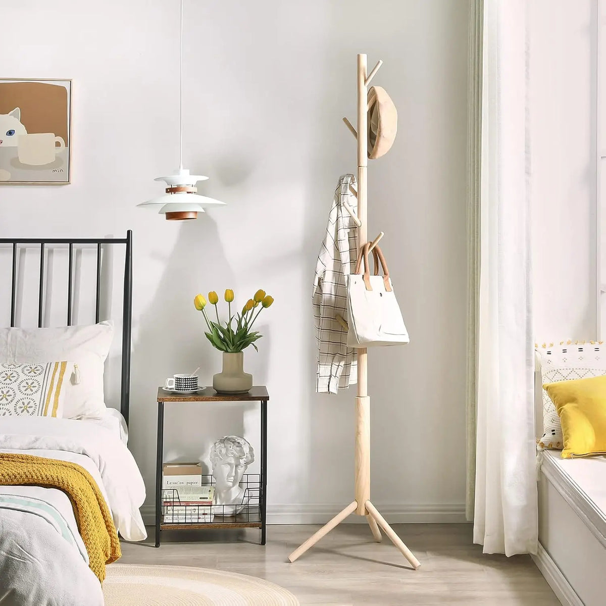 Wooden Freestanding Entryway Coat Rack