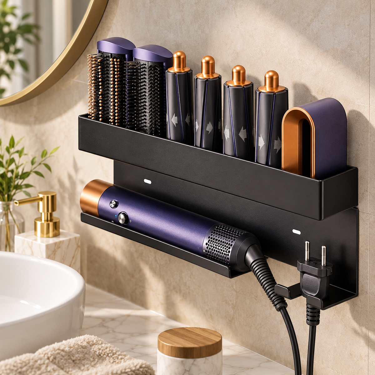 No-Drill Hair Styling Tool Organizer