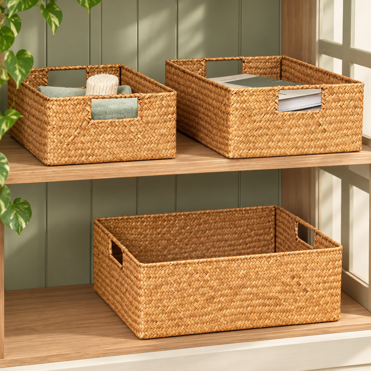 Natural Rattan Organizer Basket