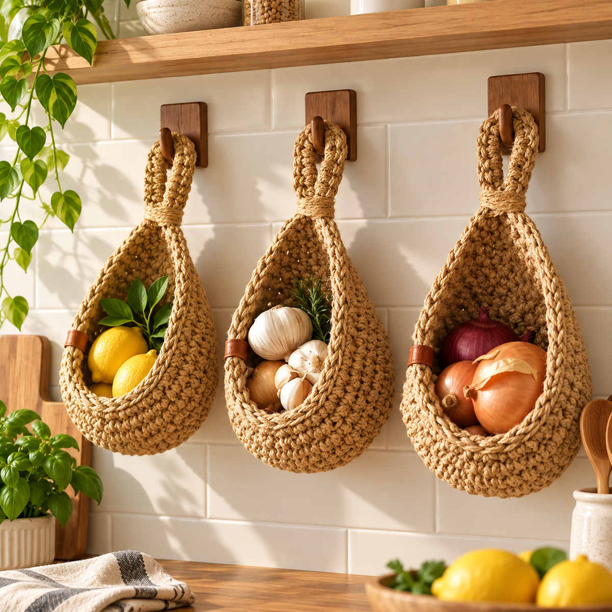 Woven Teardrop Hanging Basket