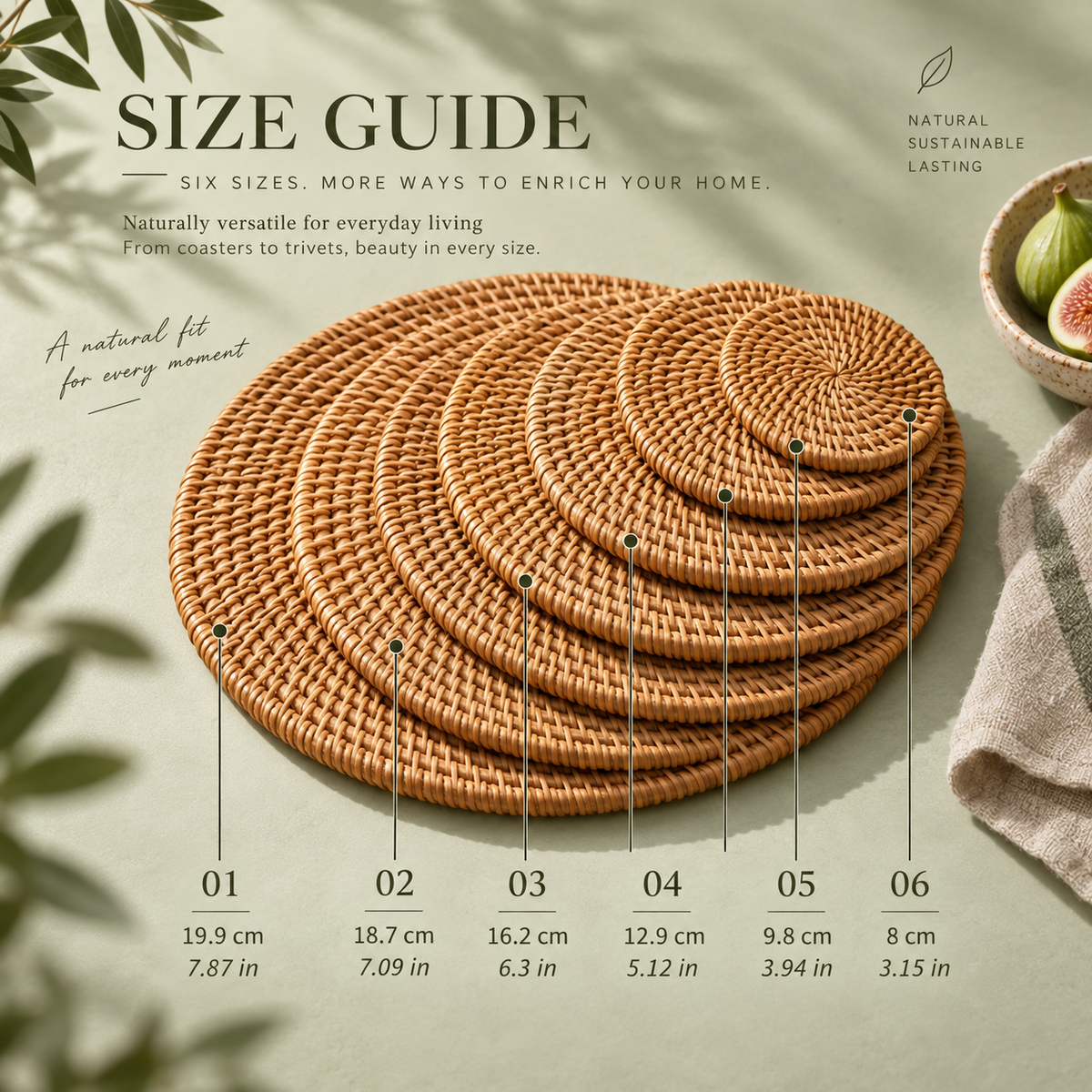 Woven Rattan Coaster Set