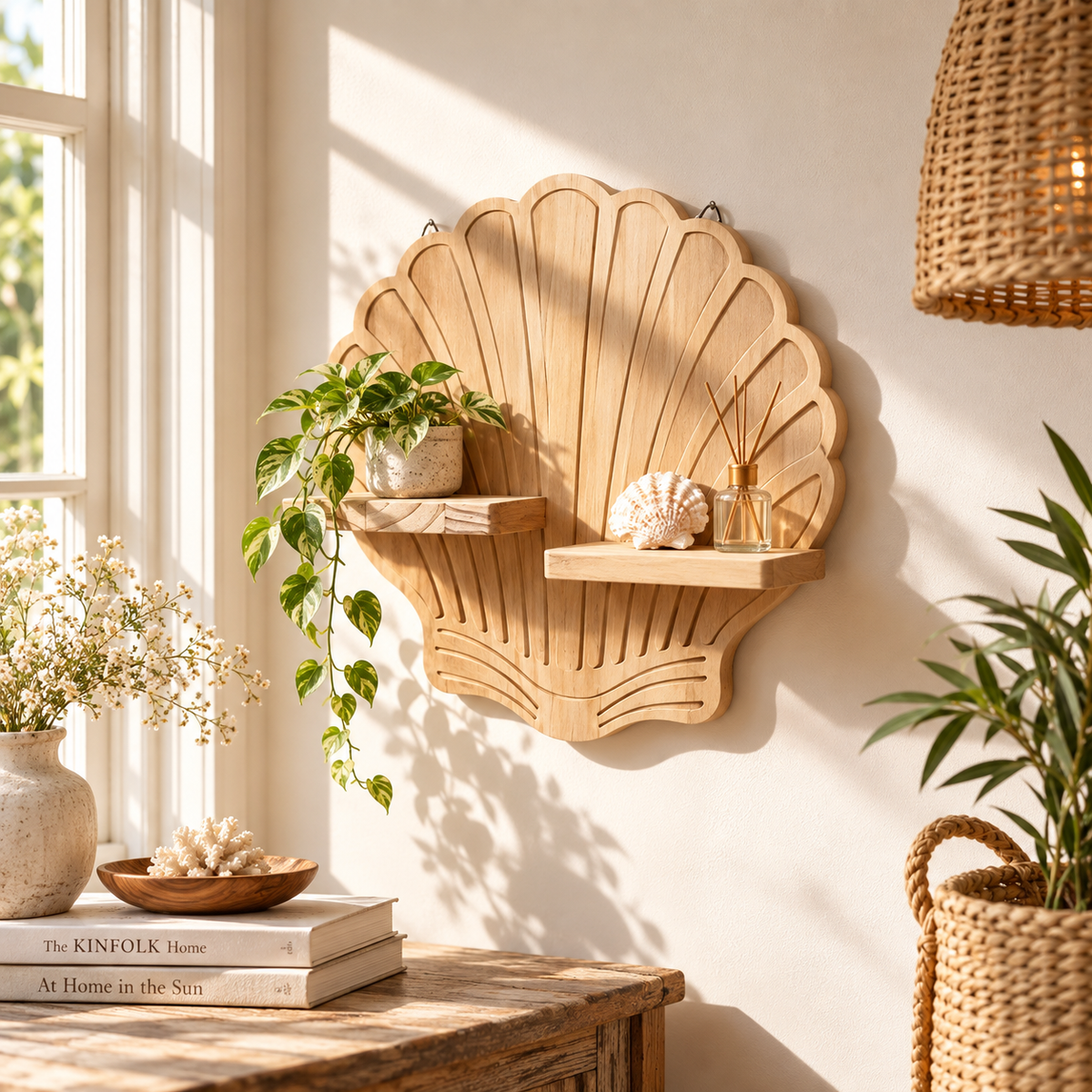 Spiral Wood Floating Shelf