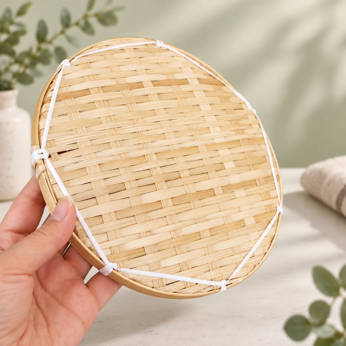 Tiered Bamboo Basket Stand