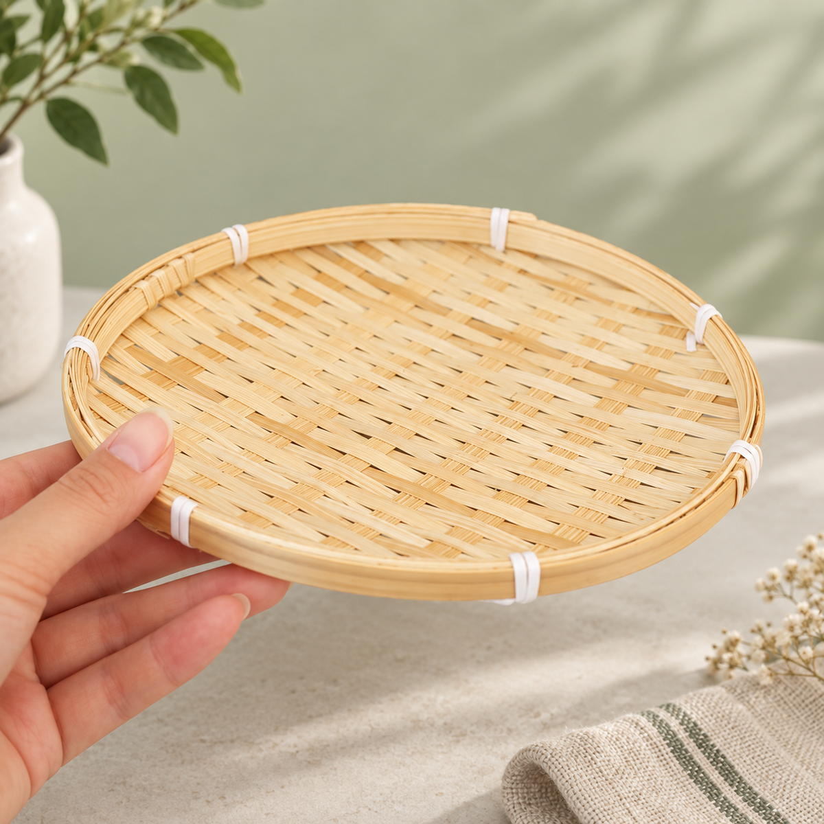 Tiered Bamboo Basket Stand