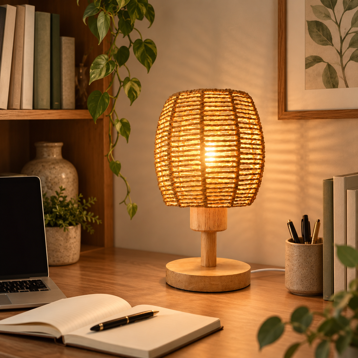Wicker Table Lamp