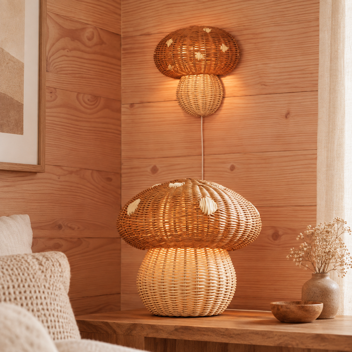Rustic Rattan Lamp Shade