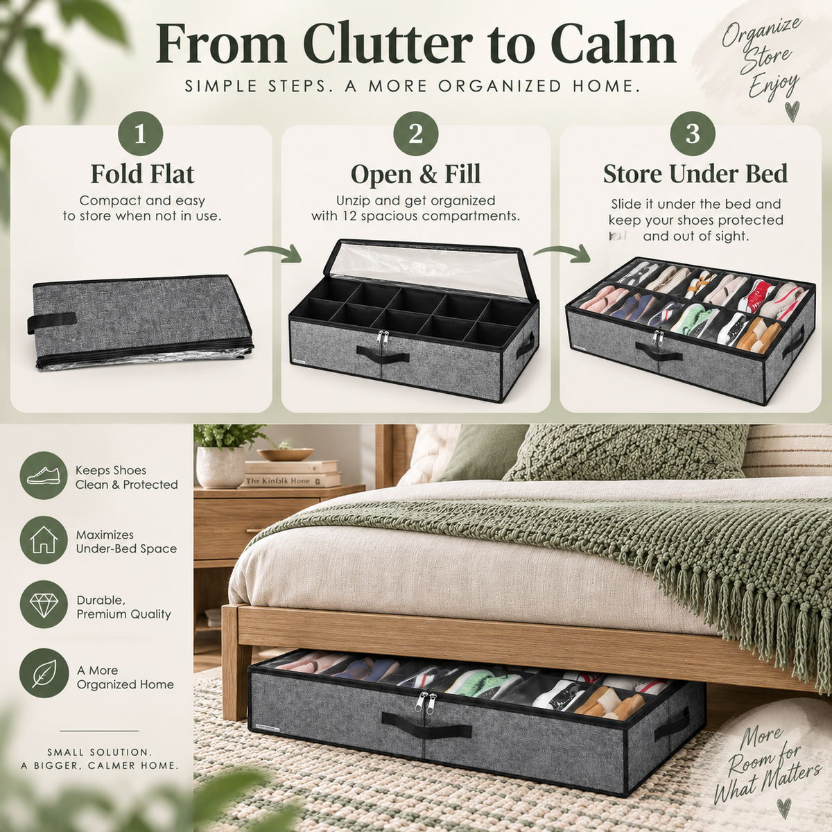 Foldable Under-Bed Shoe Storage Box