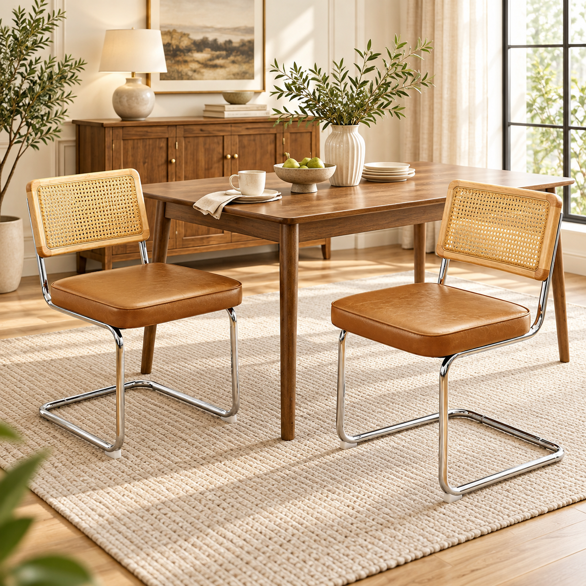 Mid-Century Rattan Dining Chairs