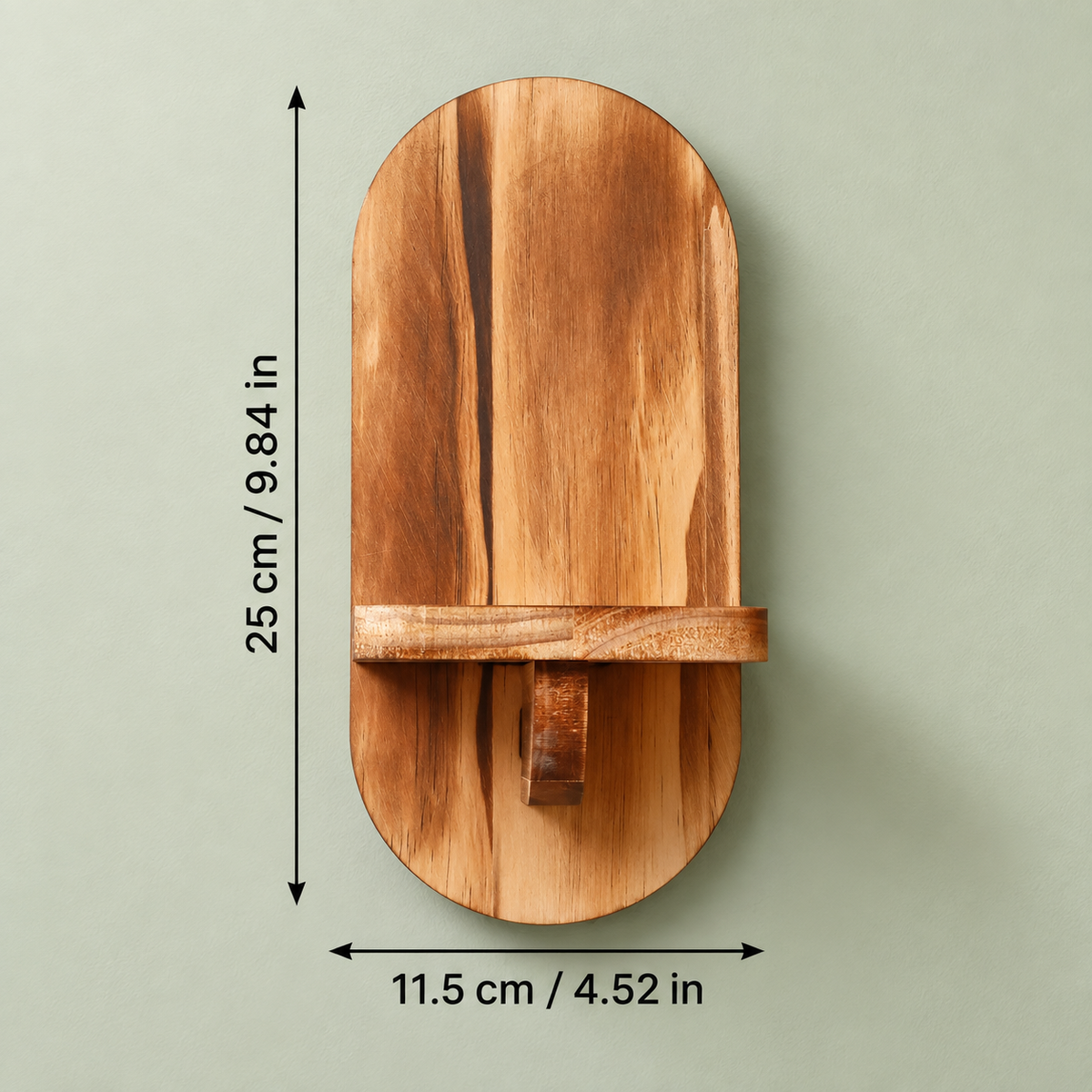 Oval Floating Wood Shelf
